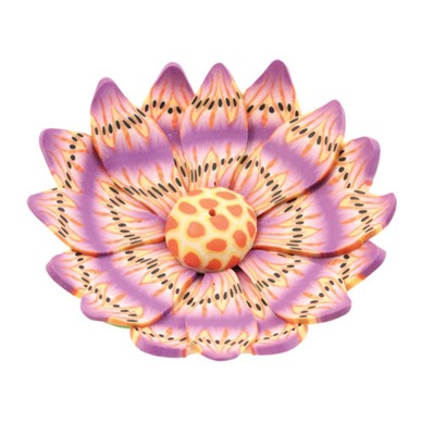 Fimo Round Purple Flower