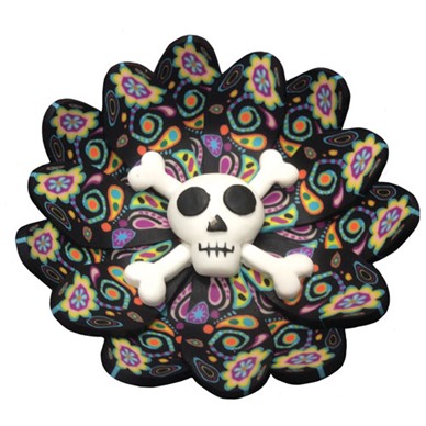 Fimo Round Cross Bones