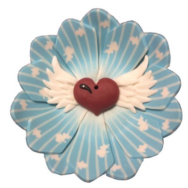 Fimo Round Winged Heart